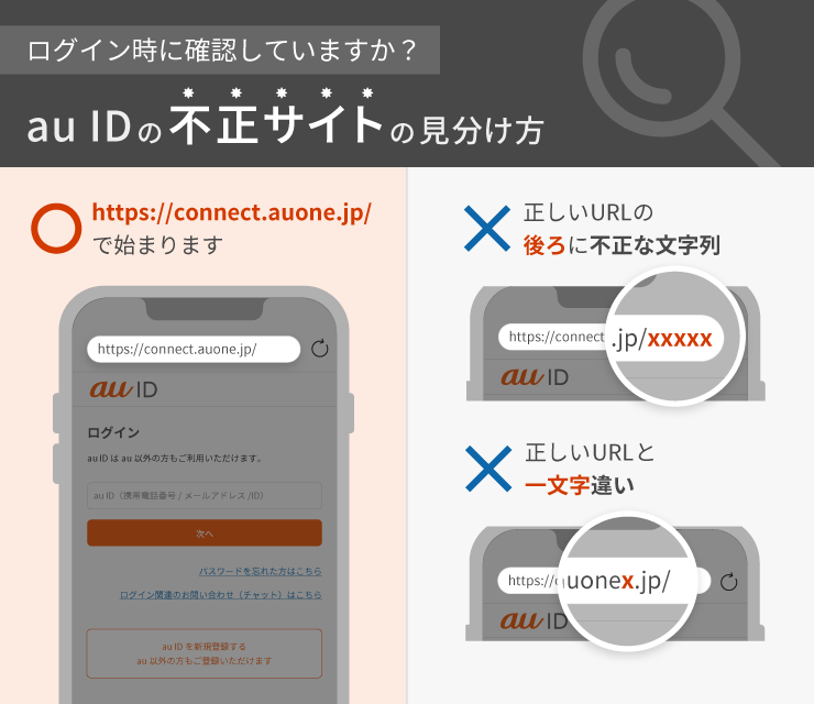 ログイン時に確認していますか？au IDの不正サイトの見分け方